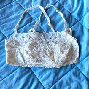 White lacy corset free people crop top
